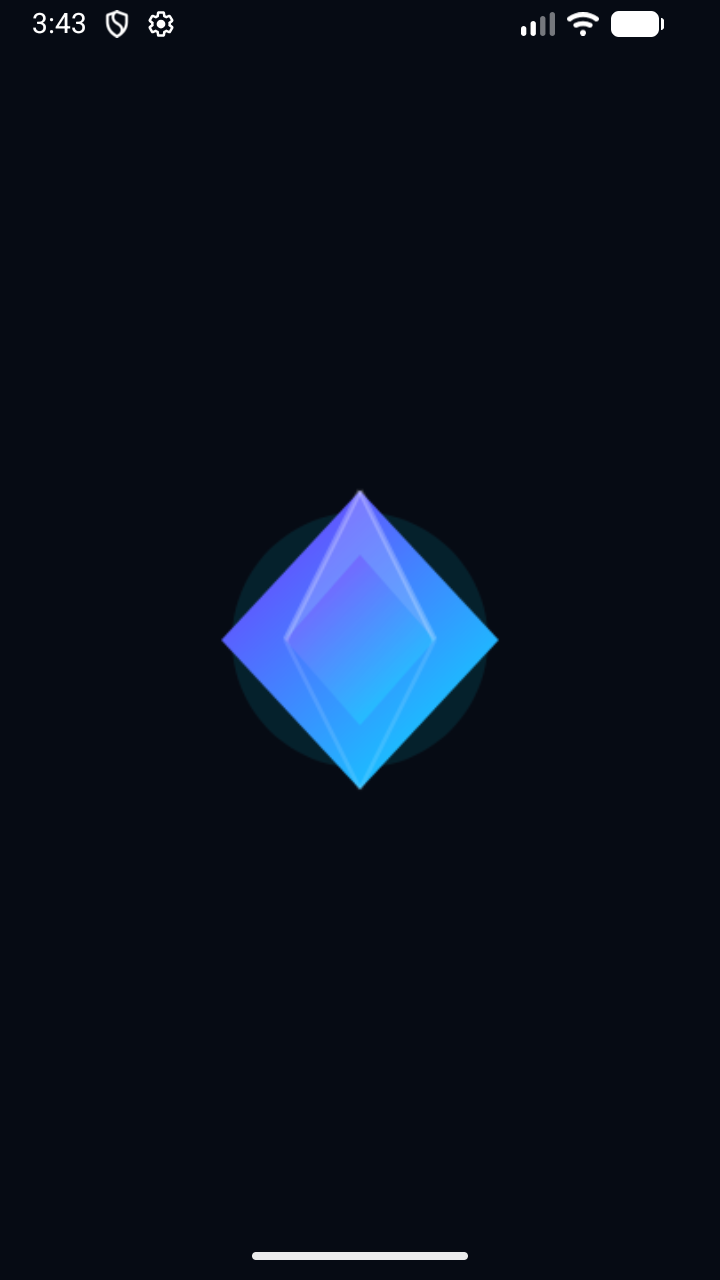 The GAO splash screen with the blue diamond logo on a dark background